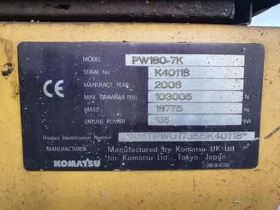 2006 Komatsu PW180 Mobile Excavator 18 Ton 156 HP Wheeled Excavator CE — photo 15 of 16