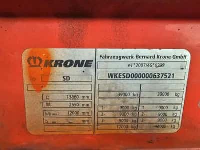 Krone 3-Axle Curtainsider Trailer - BPW - Drum Brakes - Air Suspension - 445/45 R19.5 - 39 Ton - Mega - 2014 — photo 10 of 12