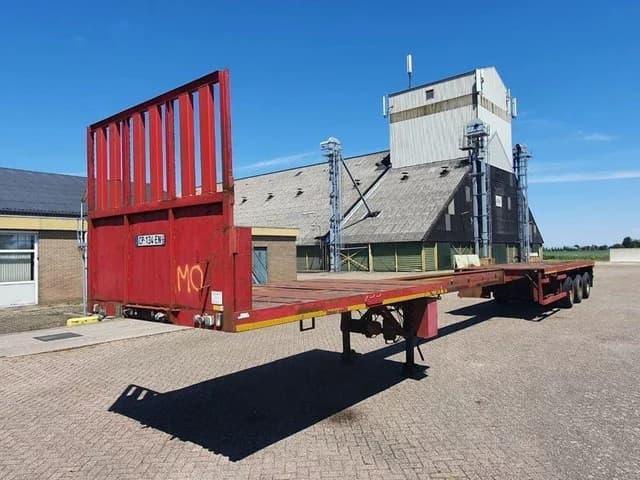 Nooteboom OVB-42 VV uitchuifbare 3-assige platte oplegger - Trommelremmen - Luchtvering — photo 1 of 20