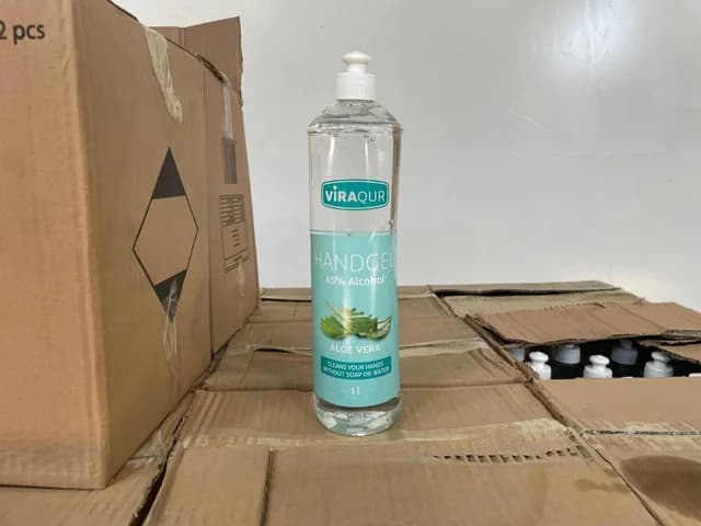 Viraqur Handgel - 65% alcohol - Aloe vera - Desinfecterend - 1 Liter flessen - 12 per doos — photo 1 of 12