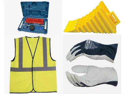 Drive safe package Opvallende Veiligheidsvest - 56 delige Bandenreparatieset - Werkhandschoenen - Wielblok met handgreep — photo 1 of 20