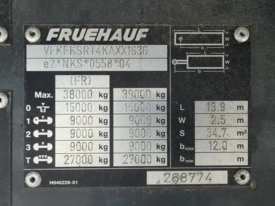 Fruehauf SAF - Disc 3-assige oplegger - SAF assen - Schijfremmen - Luchtevering - 2019 — photo 10 of 18
