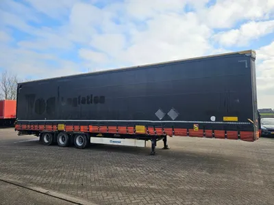 Krone 3-assige Schuifzeiltrailer - BPW - Trommelremmen - Luchtvering - 445/45 R19.5 - 39 Ton - Mega - 2014 — photo 4 of 12