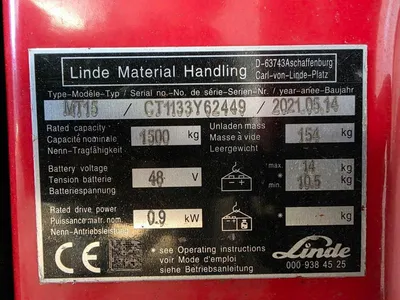 Linde. MT15 - 1500 kG Linde MT 15 - Palletwagen 1500kg - Handpallettruck - 2021 — photo 10 of 14