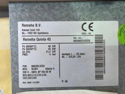 Remeha Quinta 45 CV Ketel – 40kW – Inclusief Expansievat Flexcon – Gas – CV Installatie — photo 9 of 12