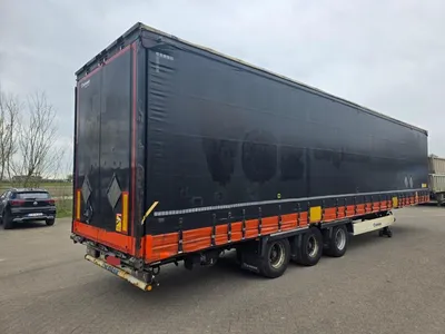 Krone 3-assige Schuifzeiltrailer - BPW - Trommelremmen - Luchtvering - 445/45 R19.5 - 39 Ton - Mega - 2014 — photo 4 of 20
